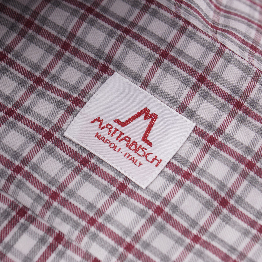Mattabisch Soft Cotton Shirt in Gray and Burgundy Check - Top Shelf Apparel
