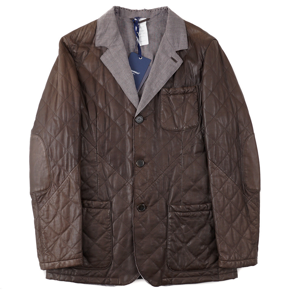 Mandelli Quilted Brown Leather Jacket - Top Shelf Apparel