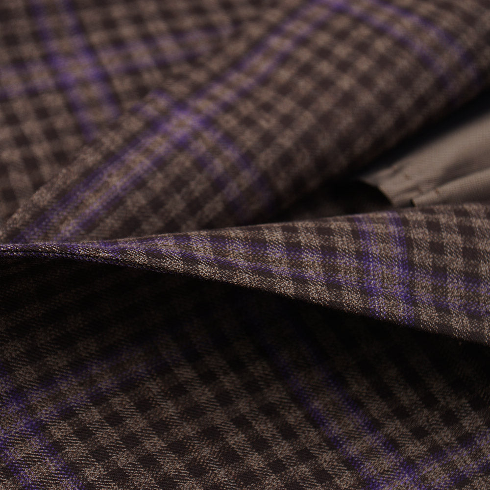 Isaia Brown and Violet Check 140s Wool Sport Coat - Top Shelf Apparel