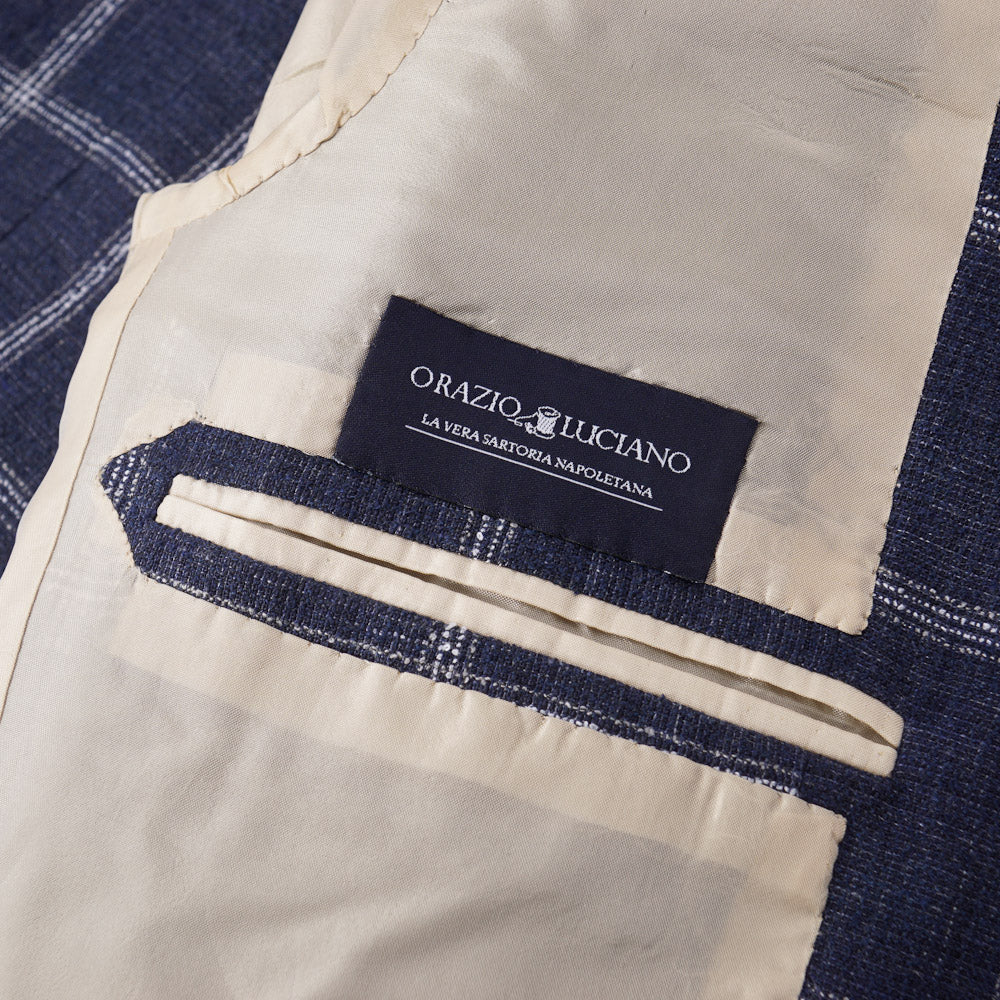 Orazio Luciano Linen and Silk Sport Coat in Navy Check - Top Shelf Apparel