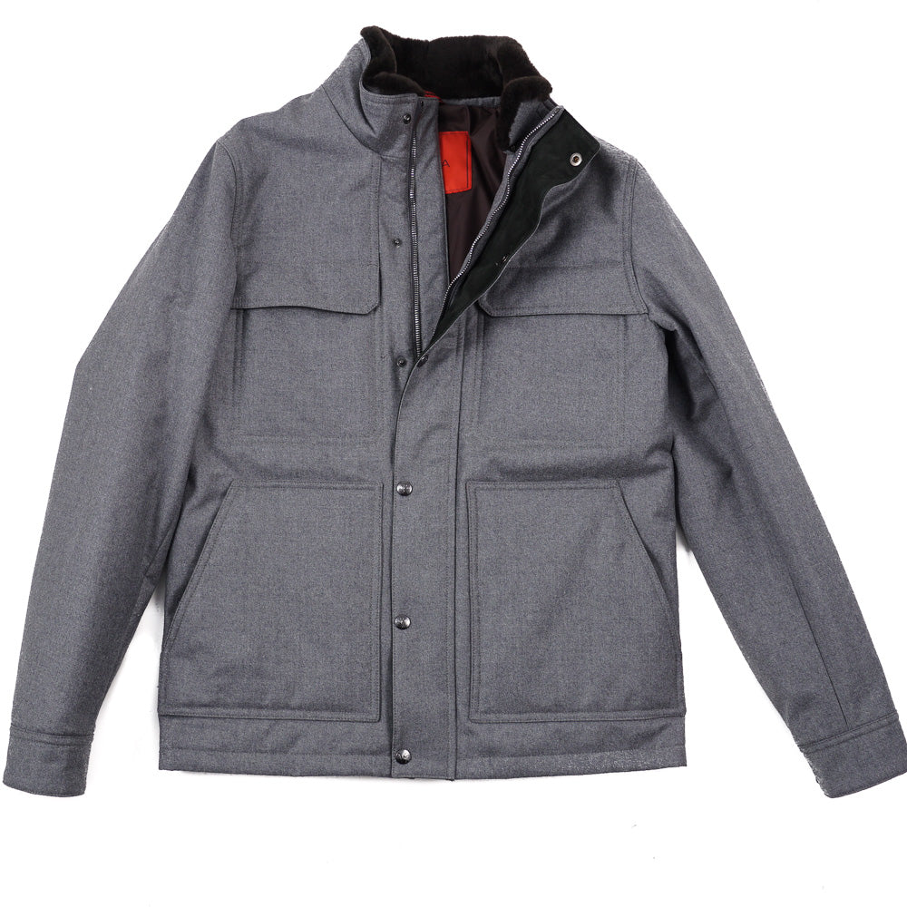 Isaia Wool Field Jacket with Fur Collar - Top Shelf Apparel