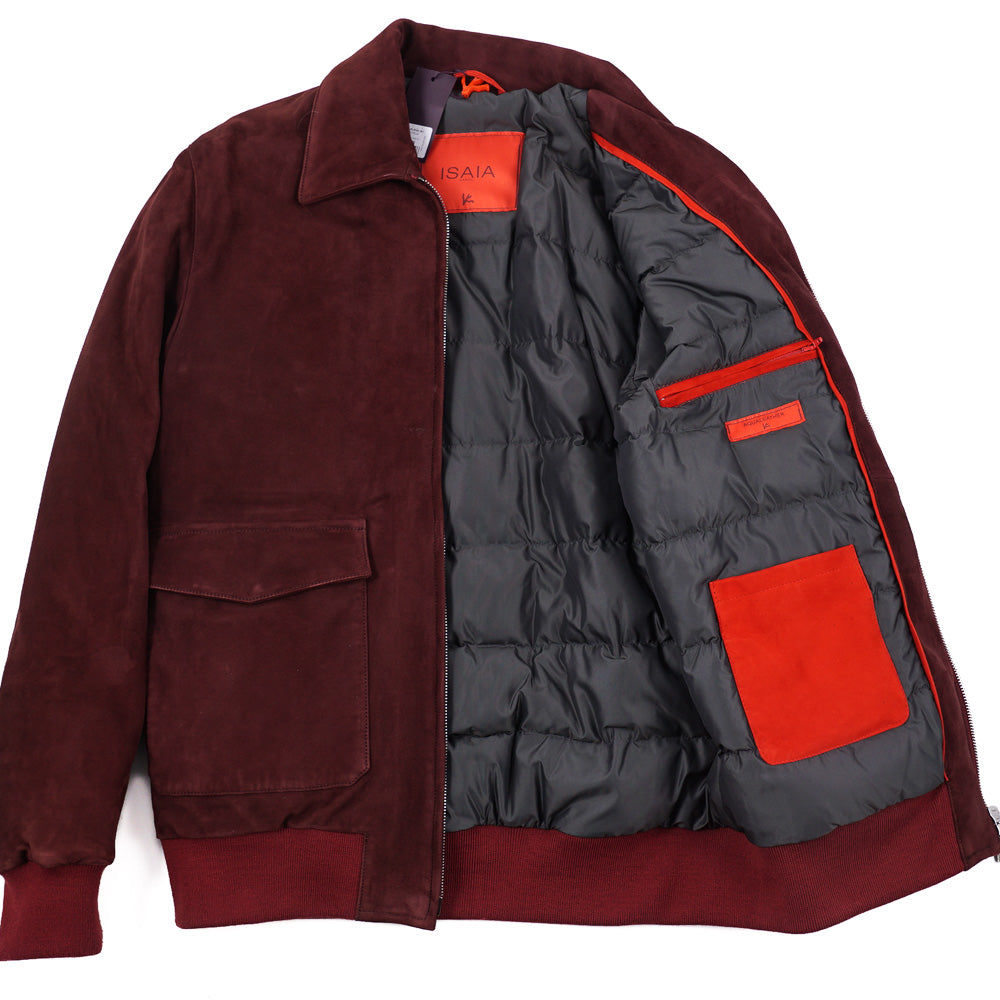 Isaia Down Filled Suede Bomber Jacket Top Shelf Apparel