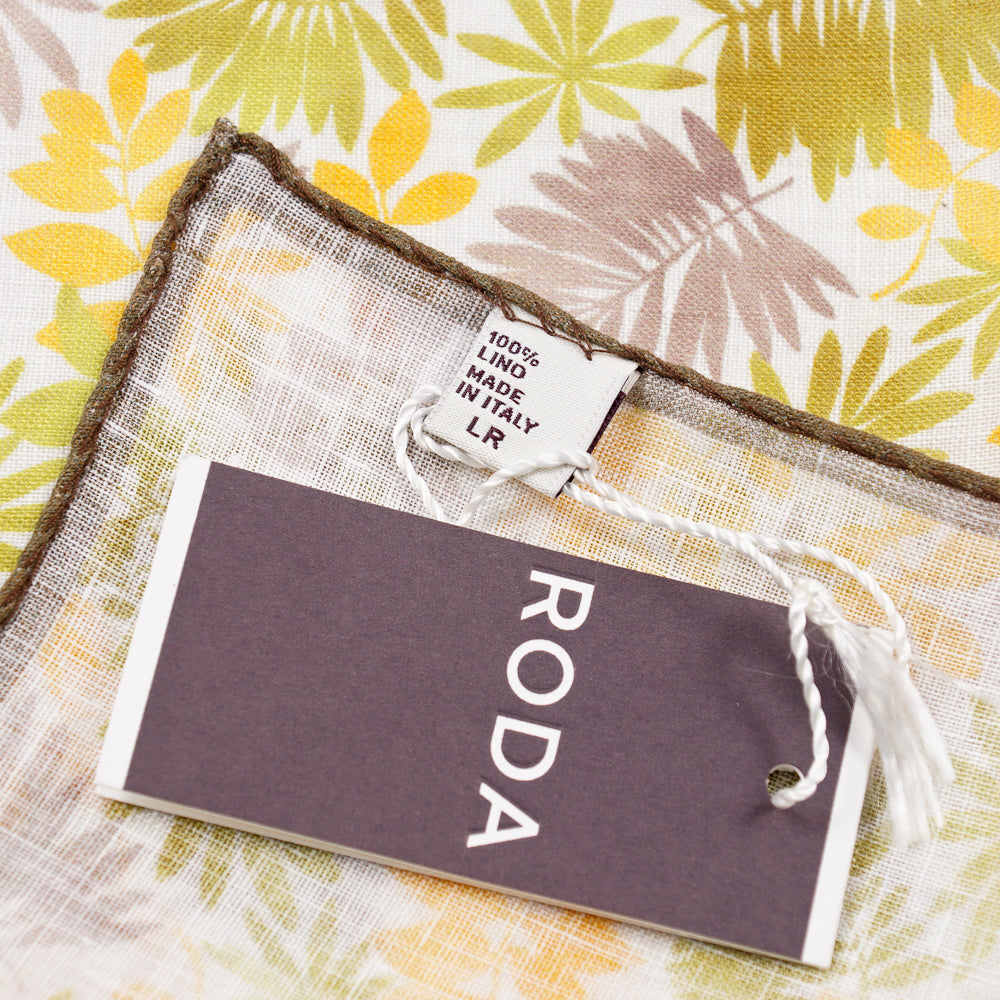 Roda Leaf Print Linen Pocket Square - Top Shelf Apparel