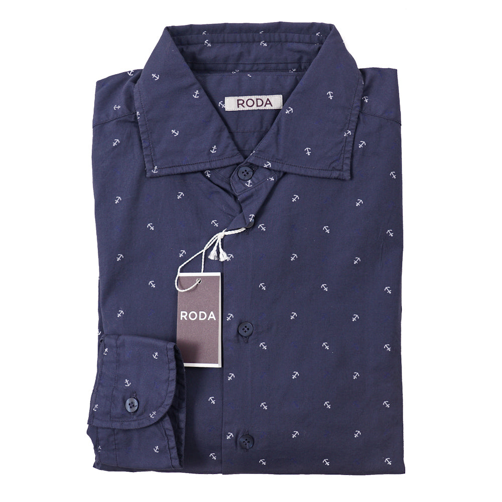 Roda Slim-Fit Anchor Print Cotton Shirt - Top Shelf Apparel