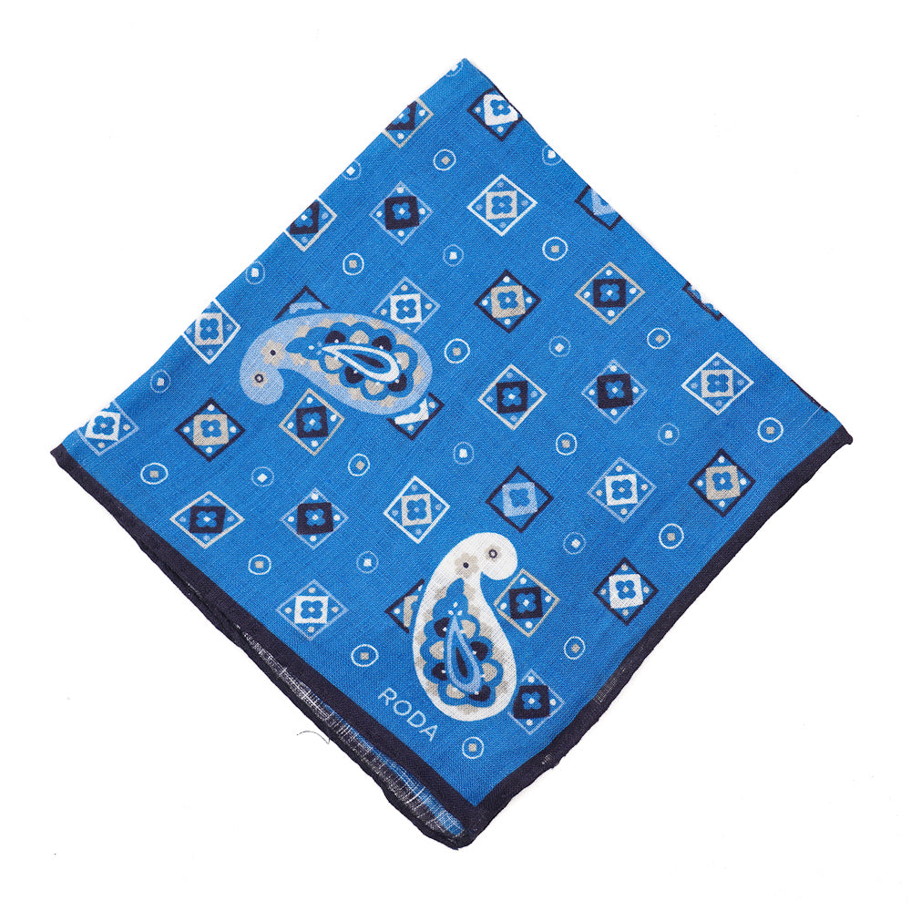 Roda Paisley Medallion Print Linen Pocket Square - Top Shelf Apparel