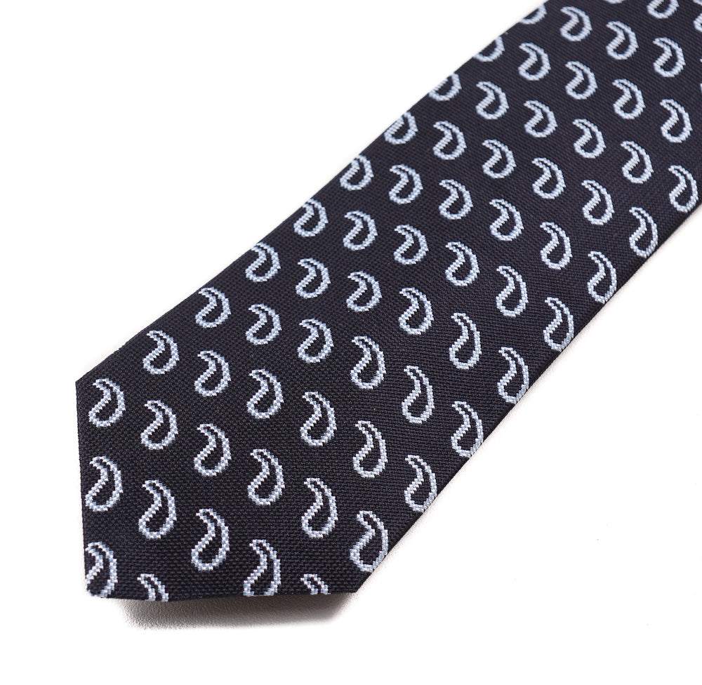 Roda Navy Blue Paisley Woven Silk Tie - Top Shelf Apparel
