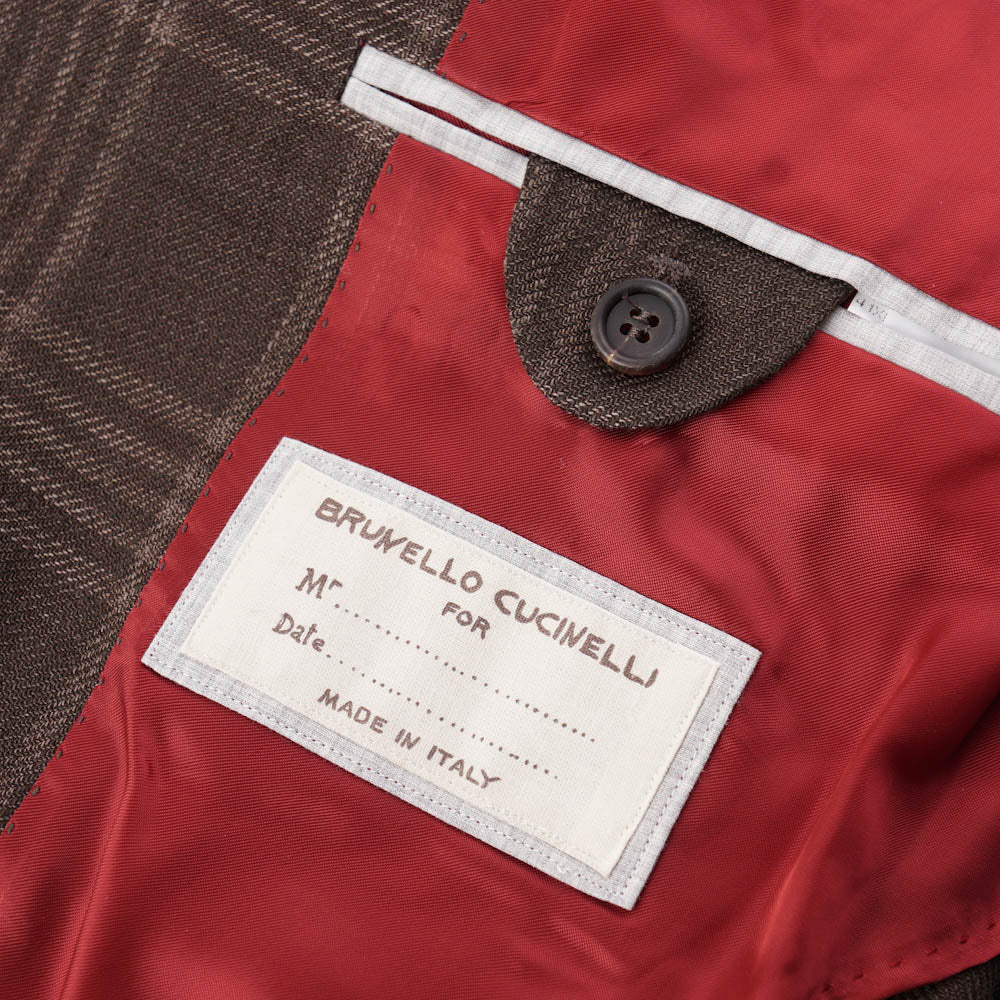 Brunello Cucinelli Brown Check Wool-Linen-Silk Sport Coat - Top Shelf Apparel