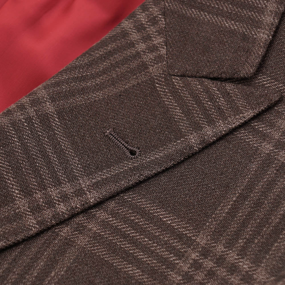 Brunello Cucinelli Brown Check Wool-Linen-Silk Sport Coat - Top Shelf Apparel