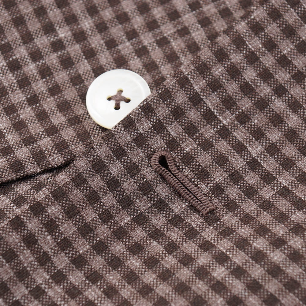 Isaia Brown Check Wool-Silk-Linen Sport Coat - Top Shelf Apparel