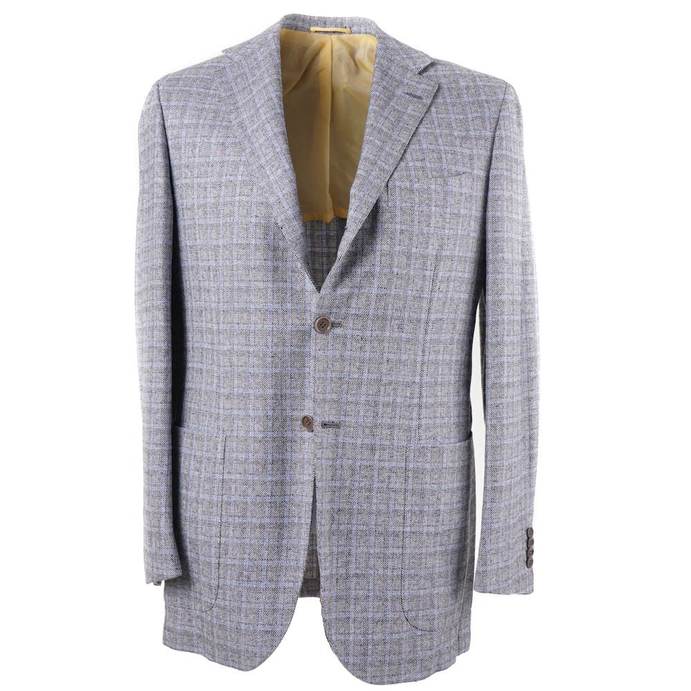 Kiton Gray-Blue Check Cashmere-Blend Sport Coat - Top Shelf Apparel