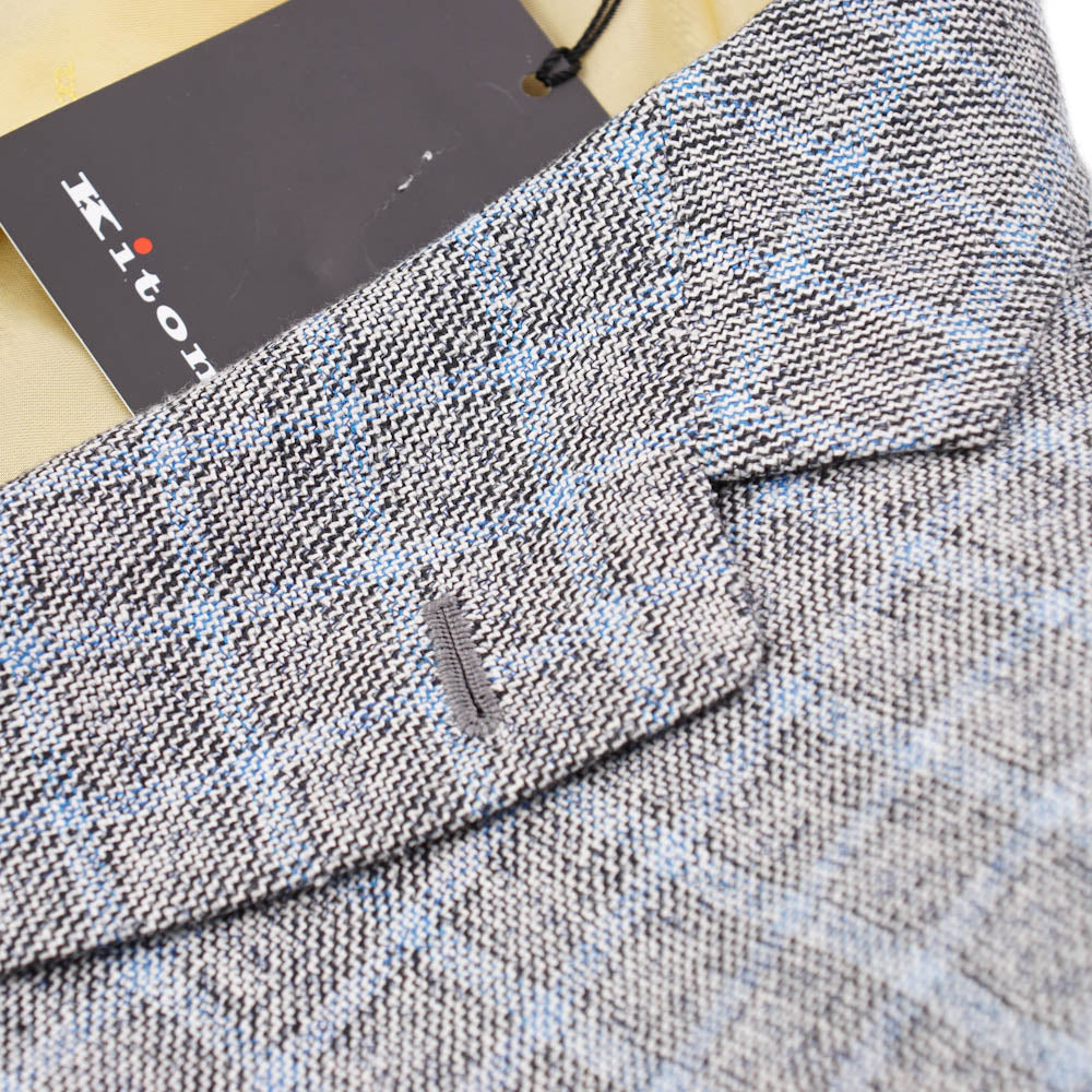 Kiton Gray-Blue Check Cashmere-Blend Sport Coat - Top Shelf Apparel