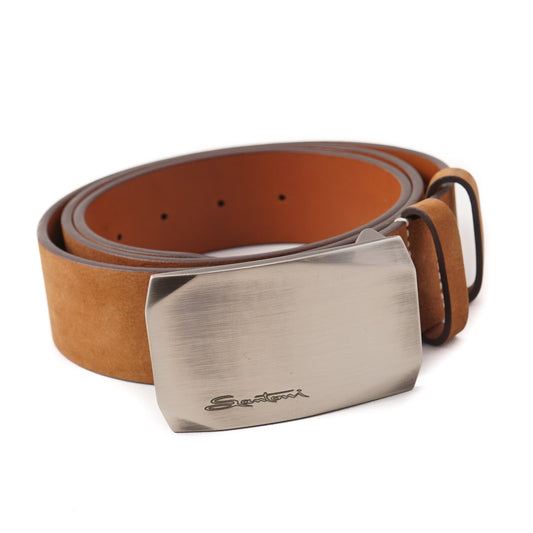 Santoni Nubuck Leather Belt in Snuff Brown - Top Shelf Apparel