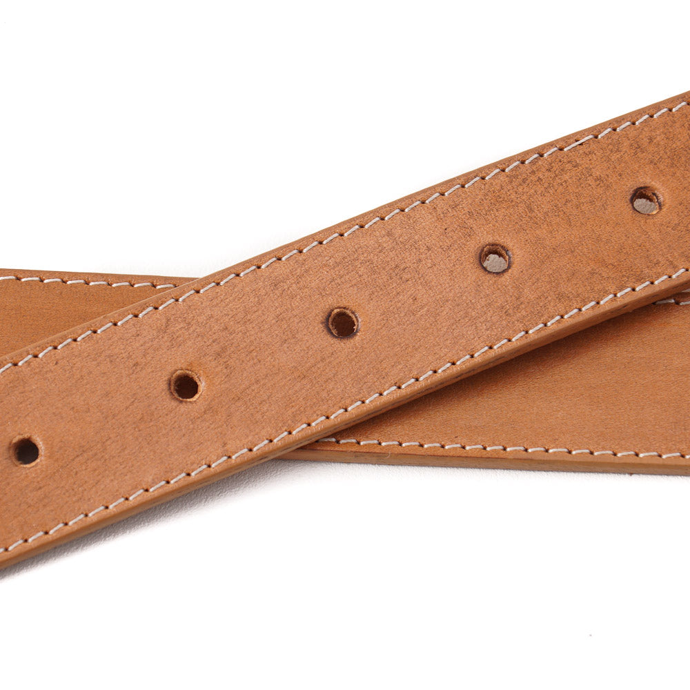 Santoni Natural Tan Leather Belt with Gold Buckle - Top Shelf Apparel