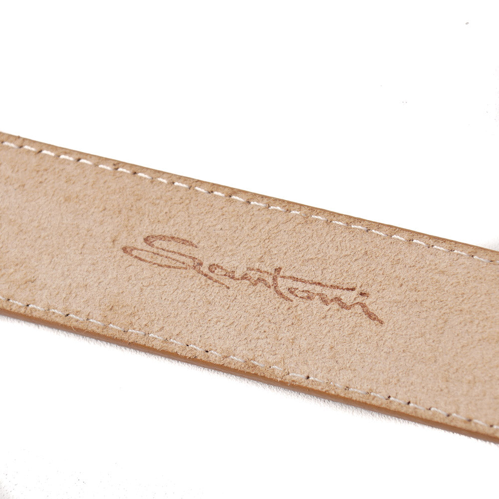 Santoni Natural Tan Leather Belt with Gold Buckle - Top Shelf Apparel