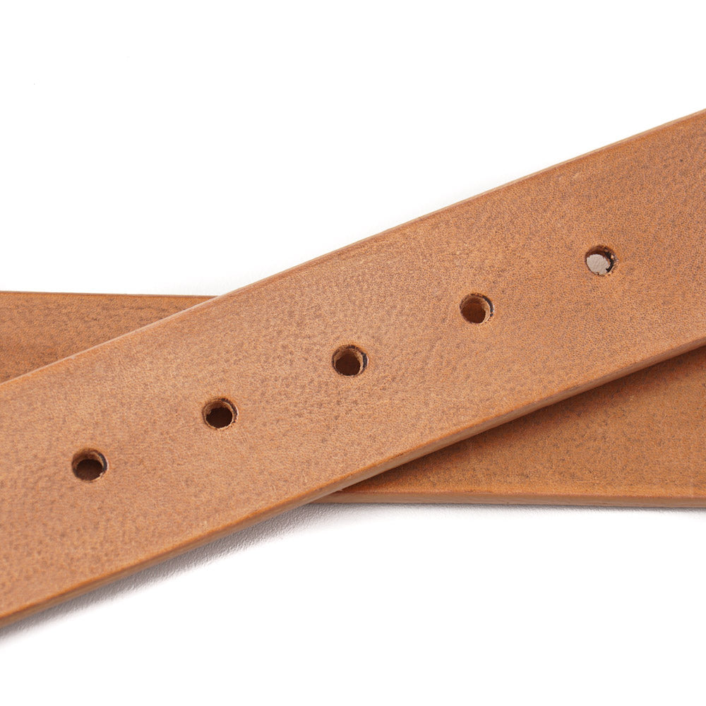Santoni Natural Tan Leather Belt with Silver Buckle – Top Shelf