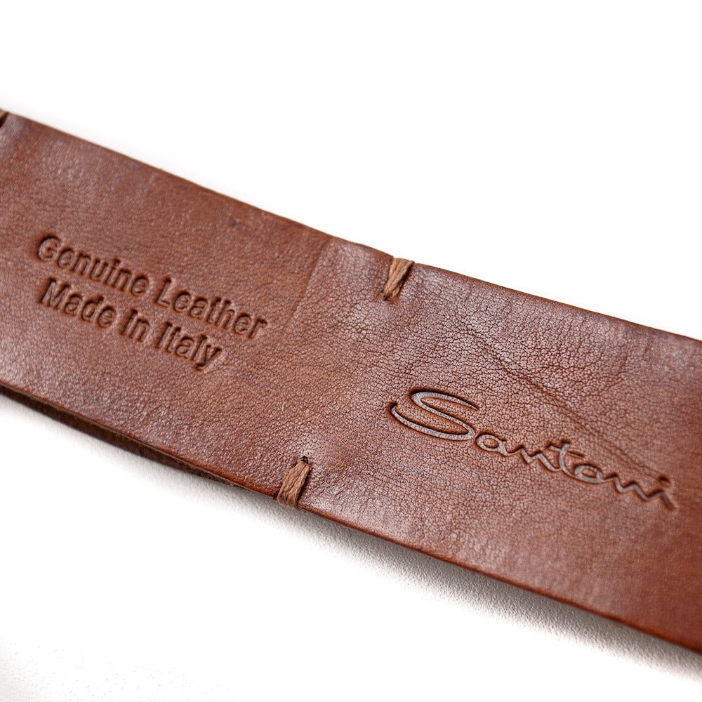 Santoni Whiskey Brown Casual Leather Belt - Top Shelf Apparel