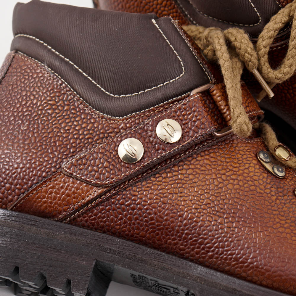 Santoni Pebble Grain Leather Hiking Boots - Top Shelf Apparel