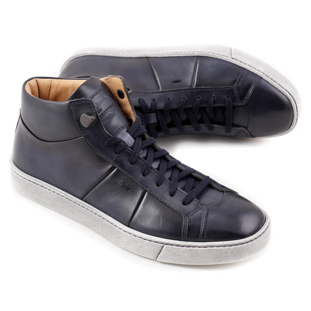 Santoni Mid-Top Sneakers in Dark Blue - Top Shelf Apparel