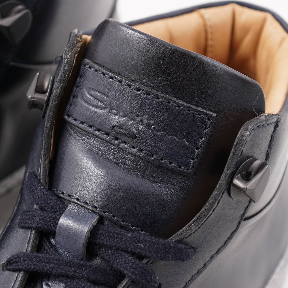 Santoni Navy Knotted Slip-On Sneakers