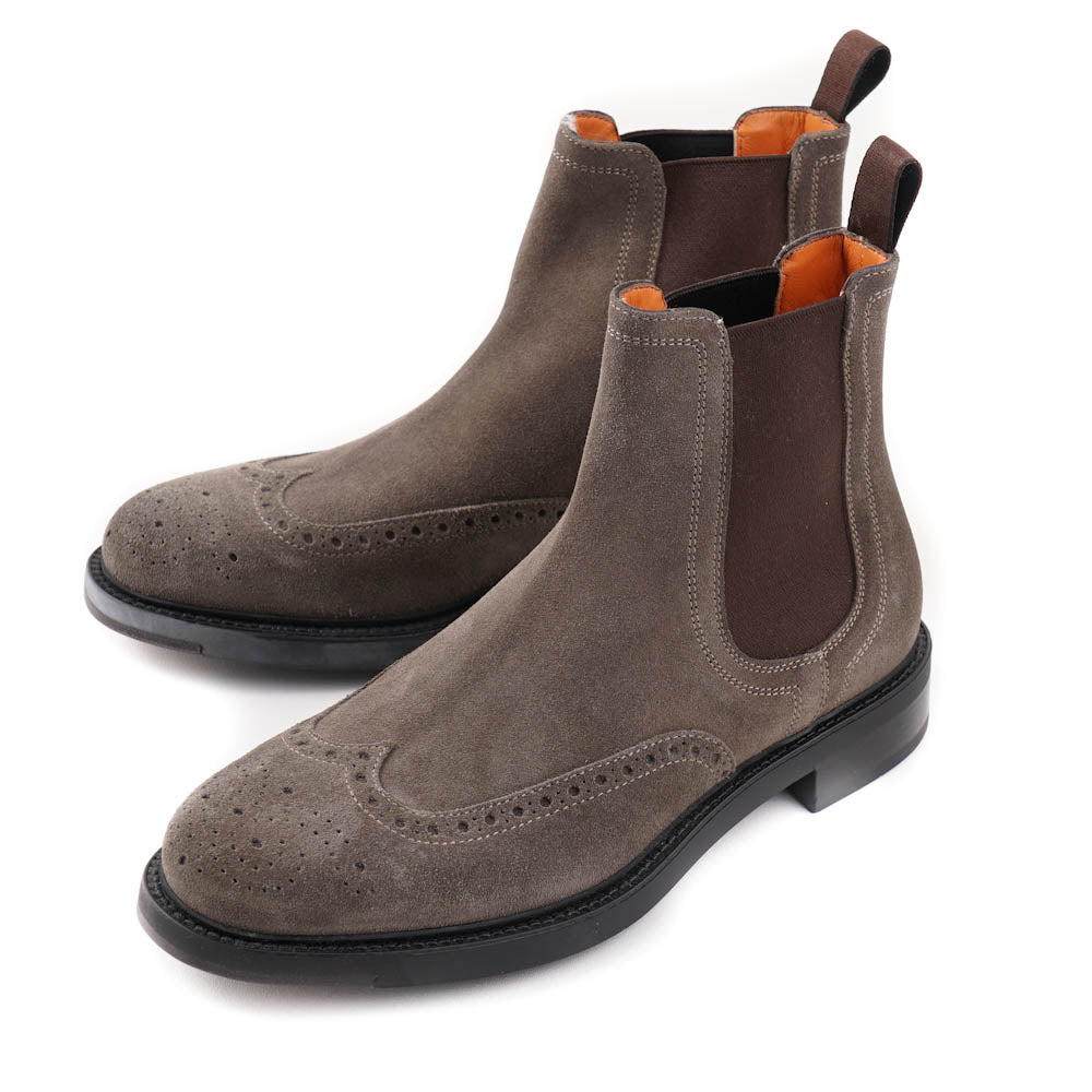 Santoni Wingtip Boot in Taupe Suede - Top Shelf Apparel