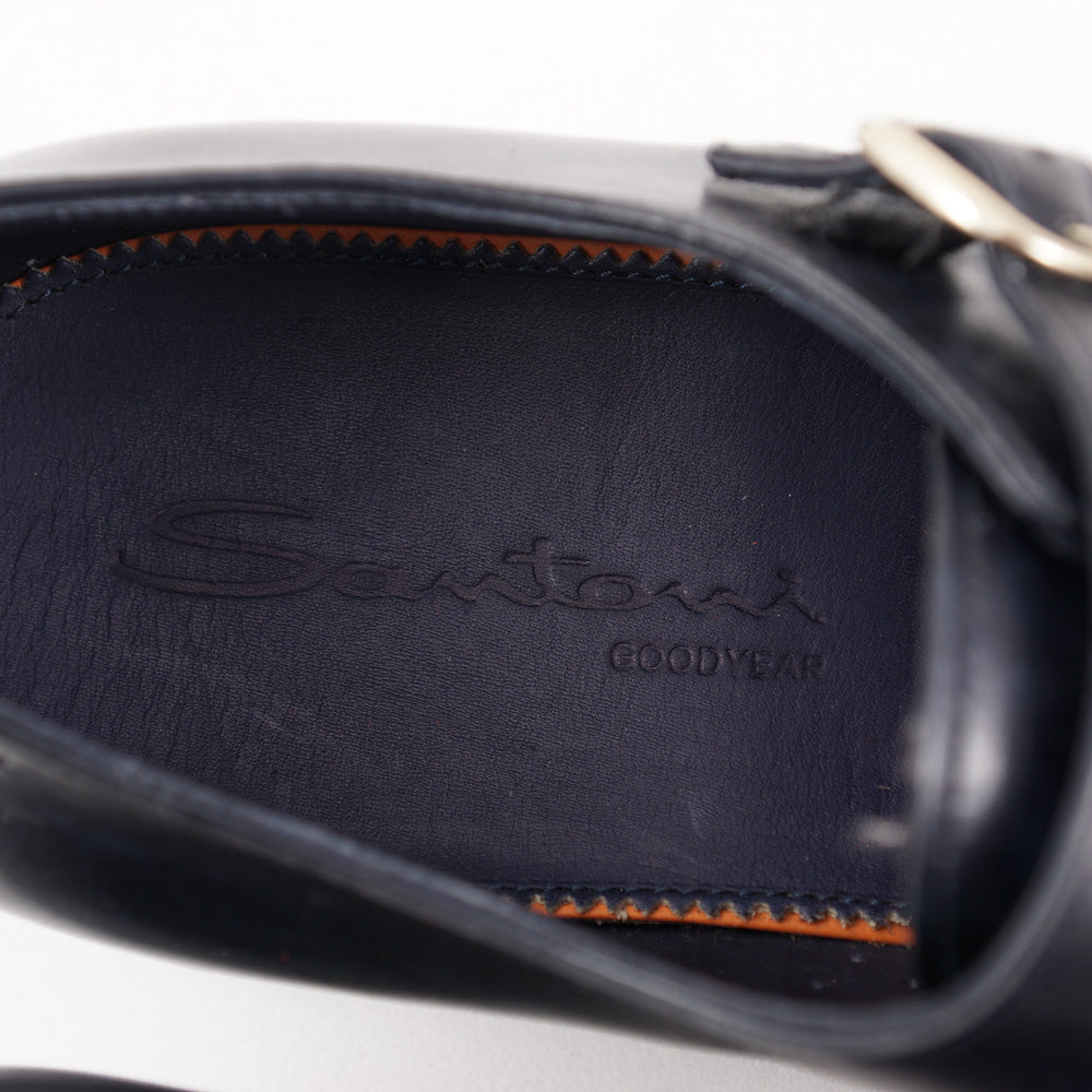 Santoni Double-Buckle Monk Strap in Navy - Top Shelf Apparel