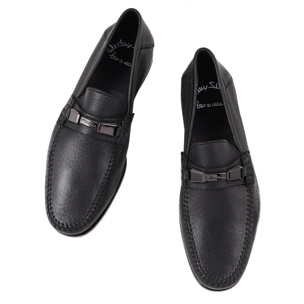 Santoni Soft Leather Loafers in Black - Top Shelf Apparel
