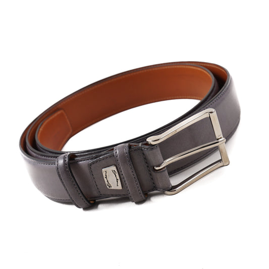Santoni Calf Leather Belt in Gray - Top Shelf Apparel
