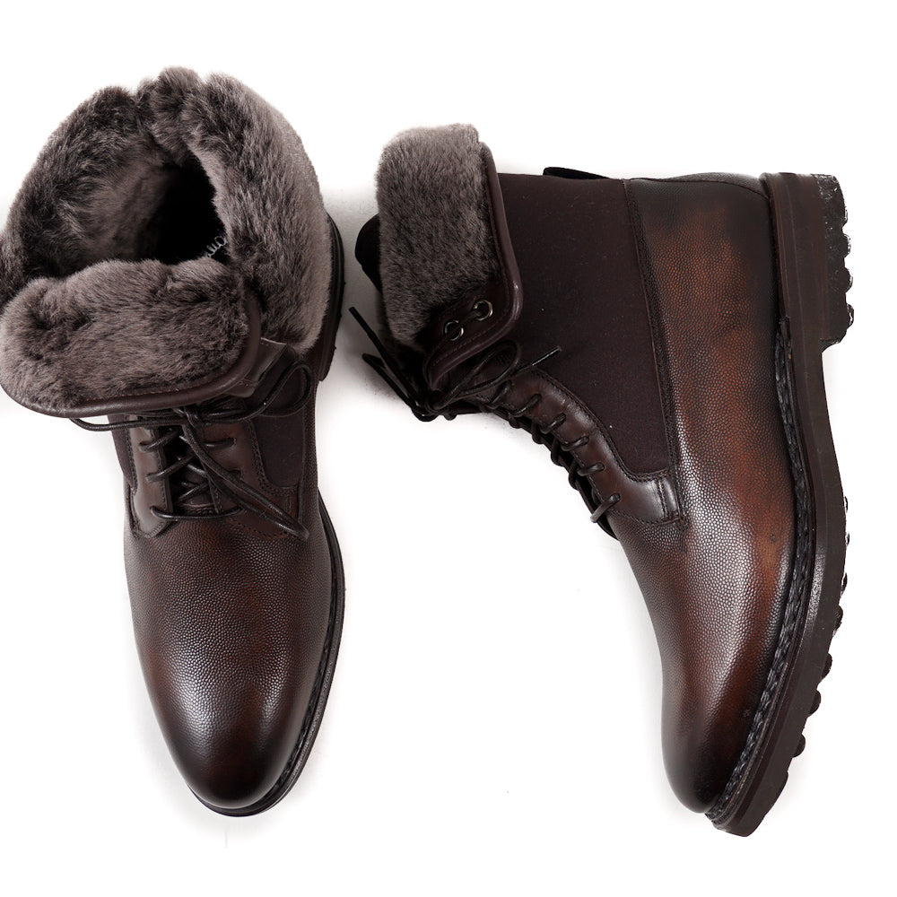 Santoni Shearling-Lined Leather Ankle Boots - Top Shelf Apparel