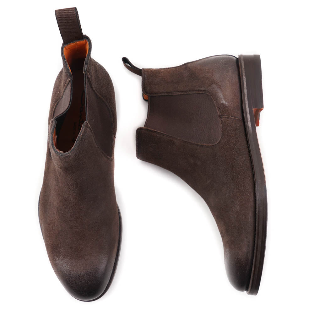 Santoni Chelsea Boots in Brown Waxed Suede - Top Shelf Apparel