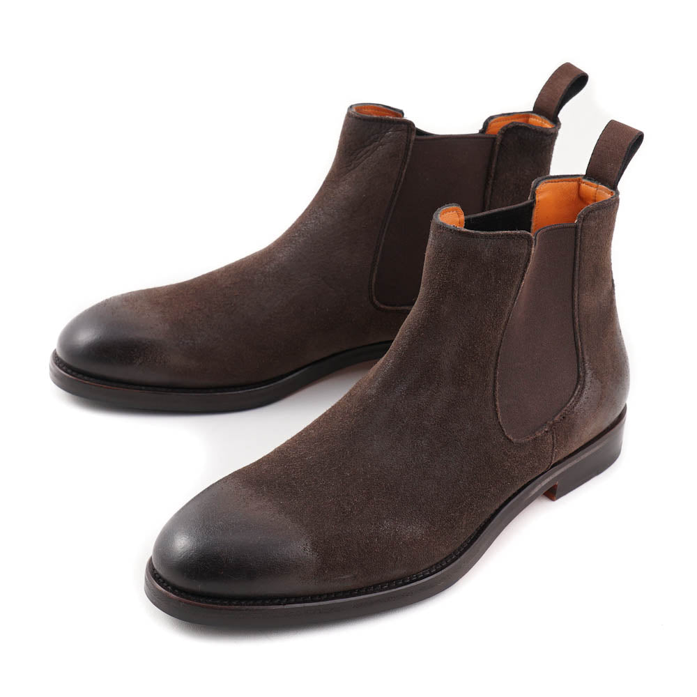 Santoni Chelsea Boots in Brown Waxed Suede - Top Shelf Apparel