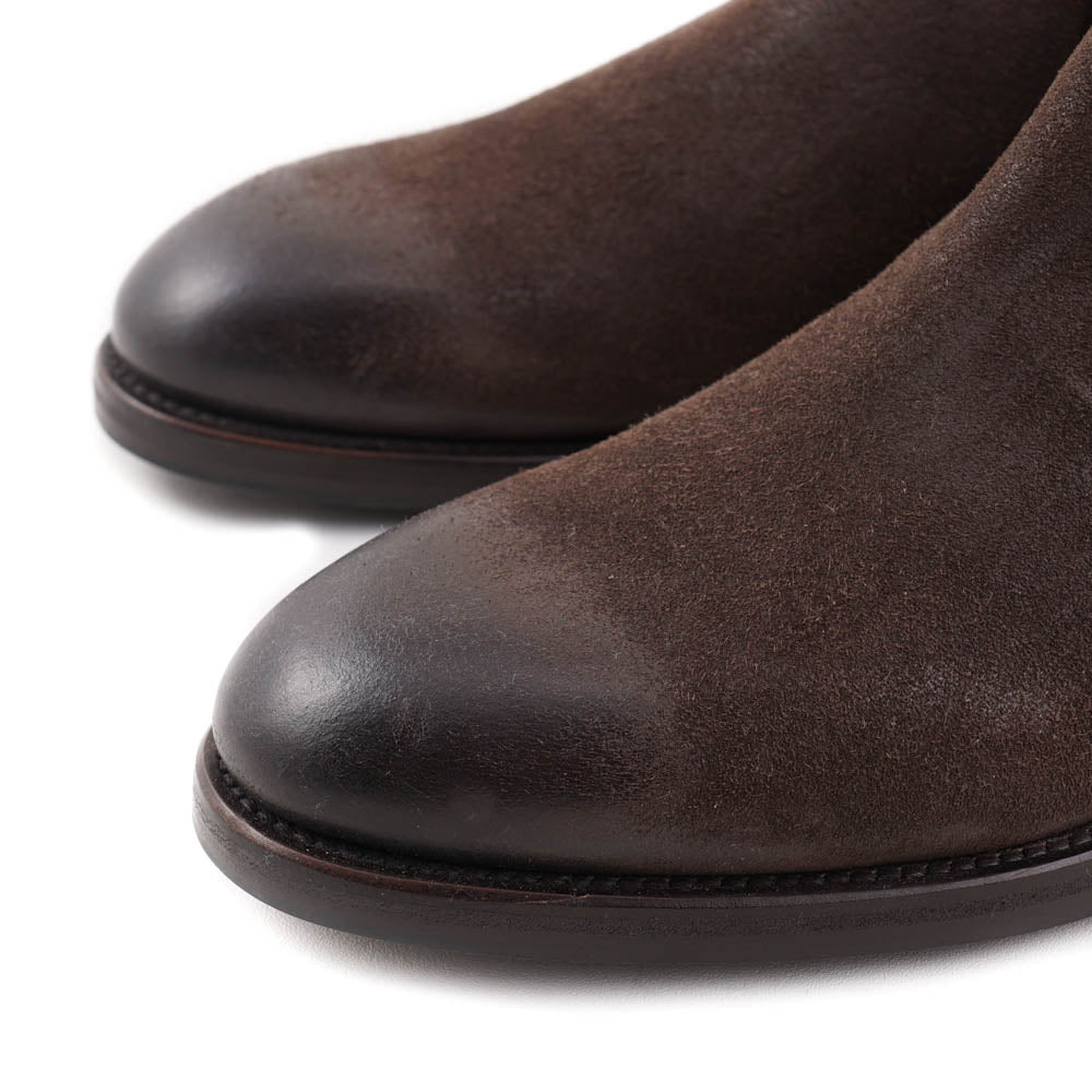 Santoni Chelsea Boots in Brown Waxed Suede - Top Shelf Apparel