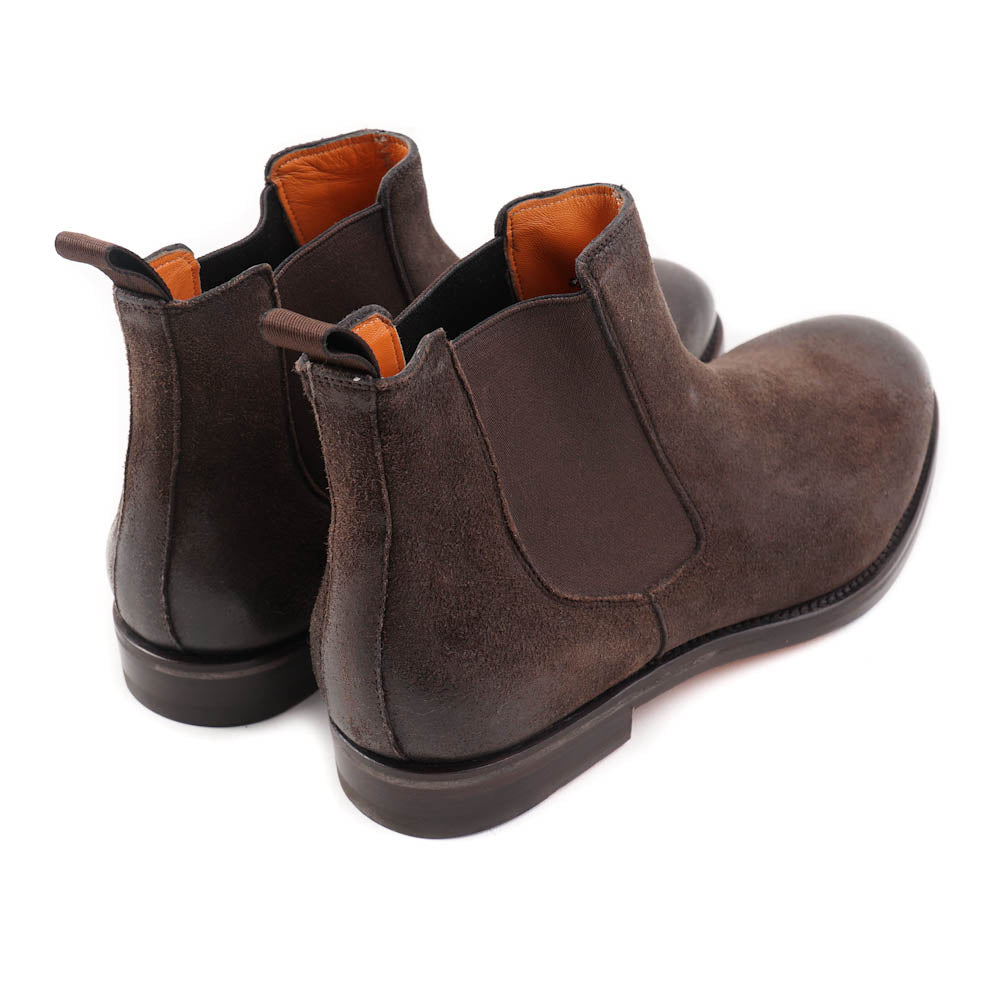 Santoni Chelsea Boots in Brown Waxed Suede - Top Shelf Apparel