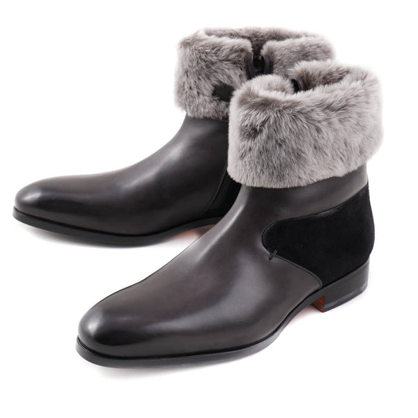 Santoni Shearling-Lined Boots with Fur Collar – Top Shelf Apparel