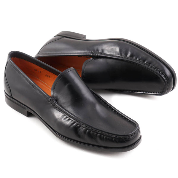 Santoni Black Leather Slip-On Loafers with Cream Soles Santoni-39.jpg?v=1613185719&  main image 4