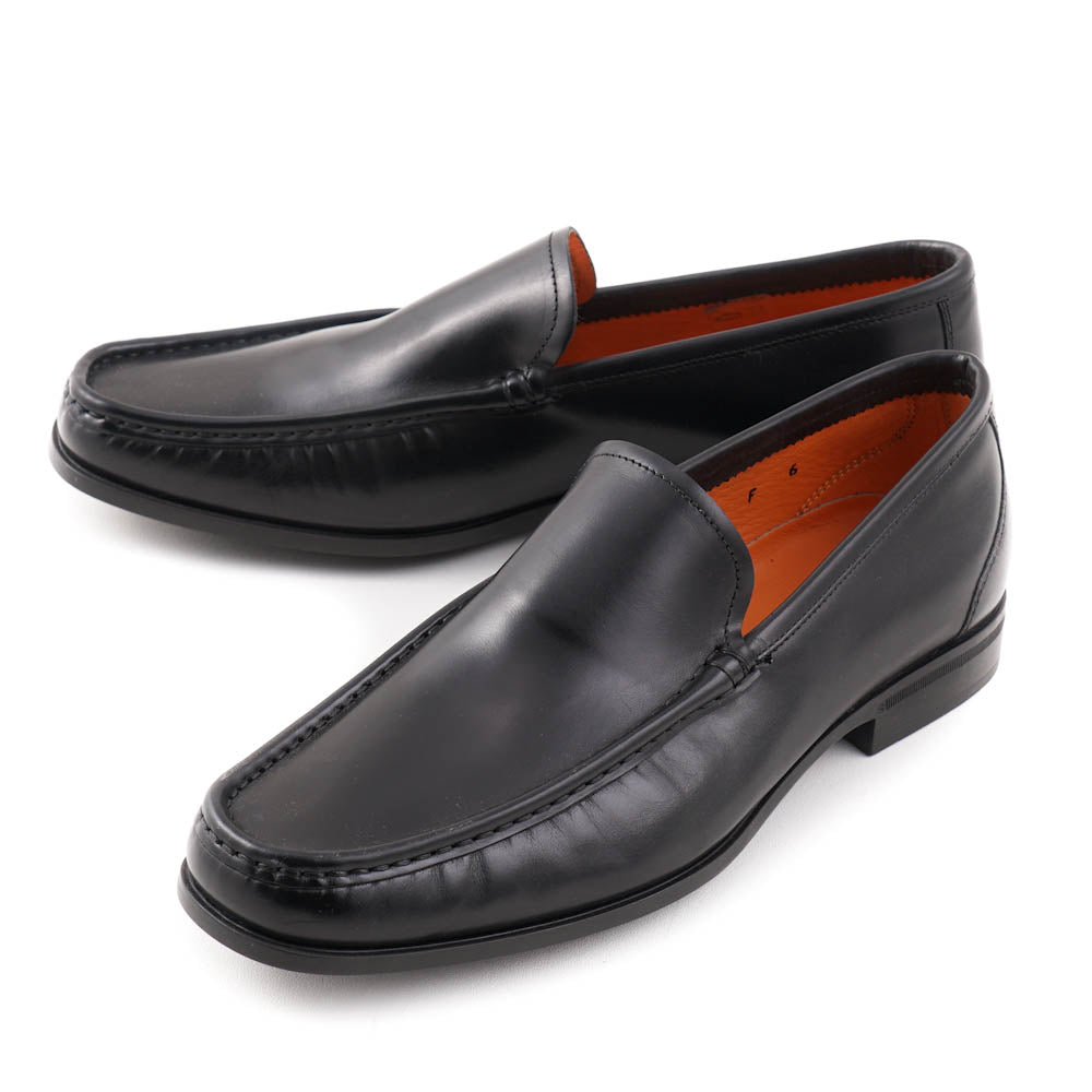 Santoni Black Leather Venetian Loafers - Top Shelf Apparel