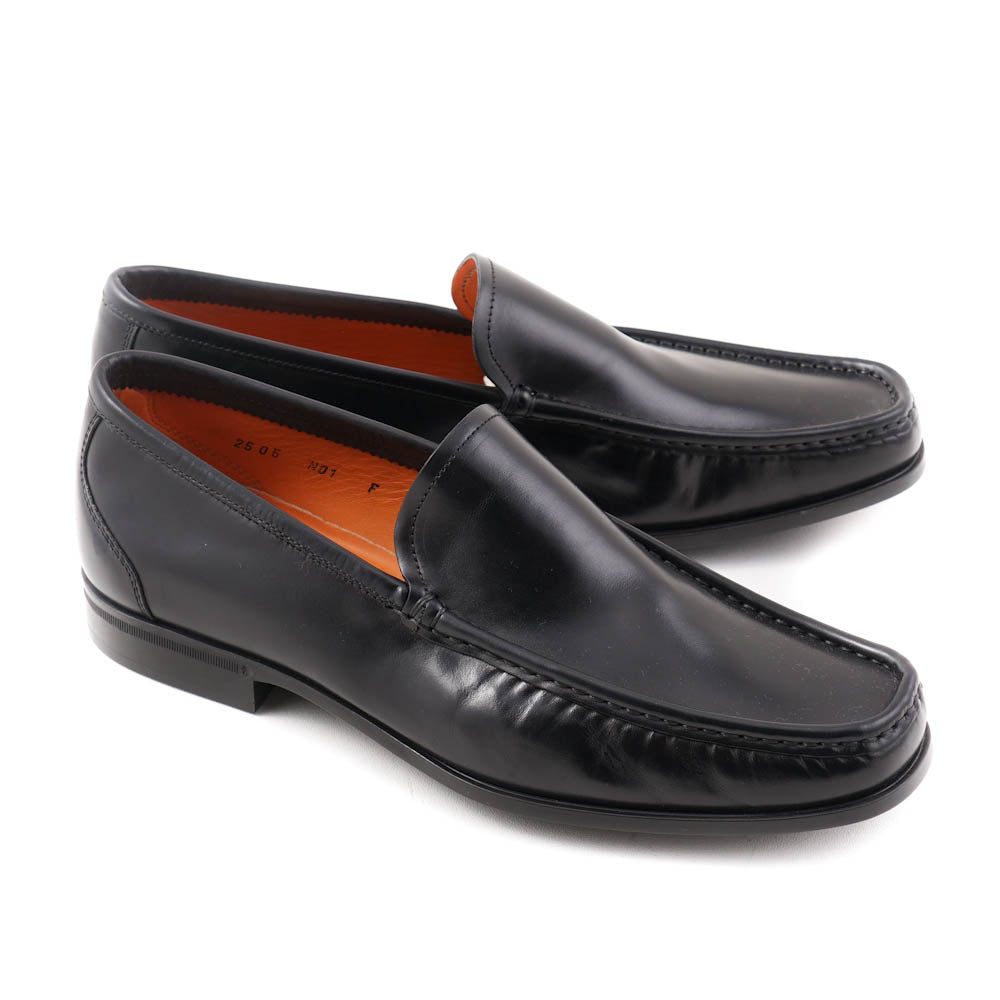 Santoni Black Leather Venetian Loafers - Top Shelf Apparel