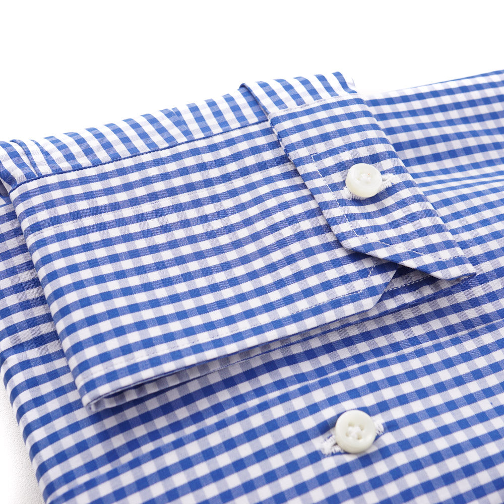 Sartorio Cotton Shirt in Blue Gingham Check - Top Shelf Apparel