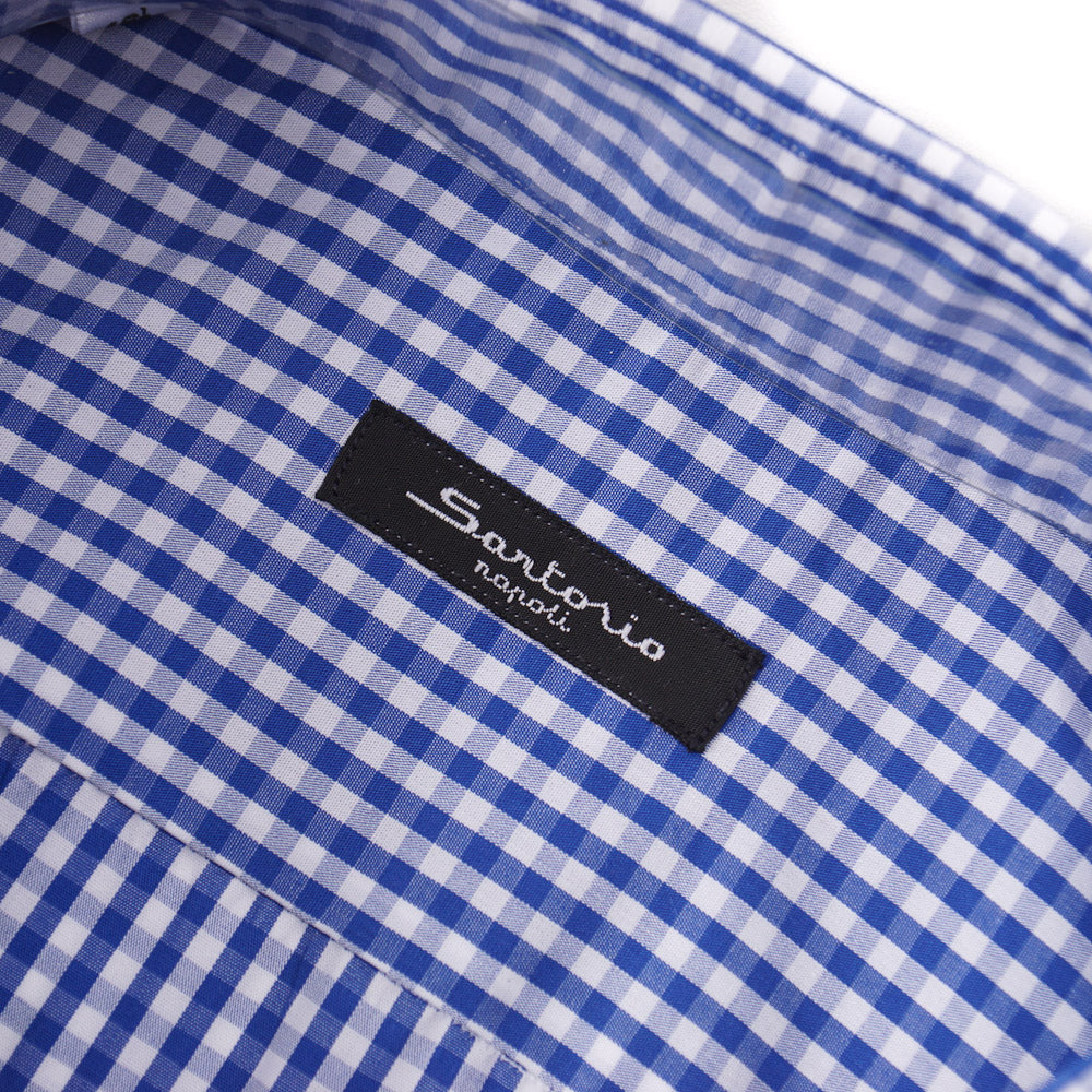 Sartorio Cotton Shirt in Blue Gingham Check - Top Shelf Apparel