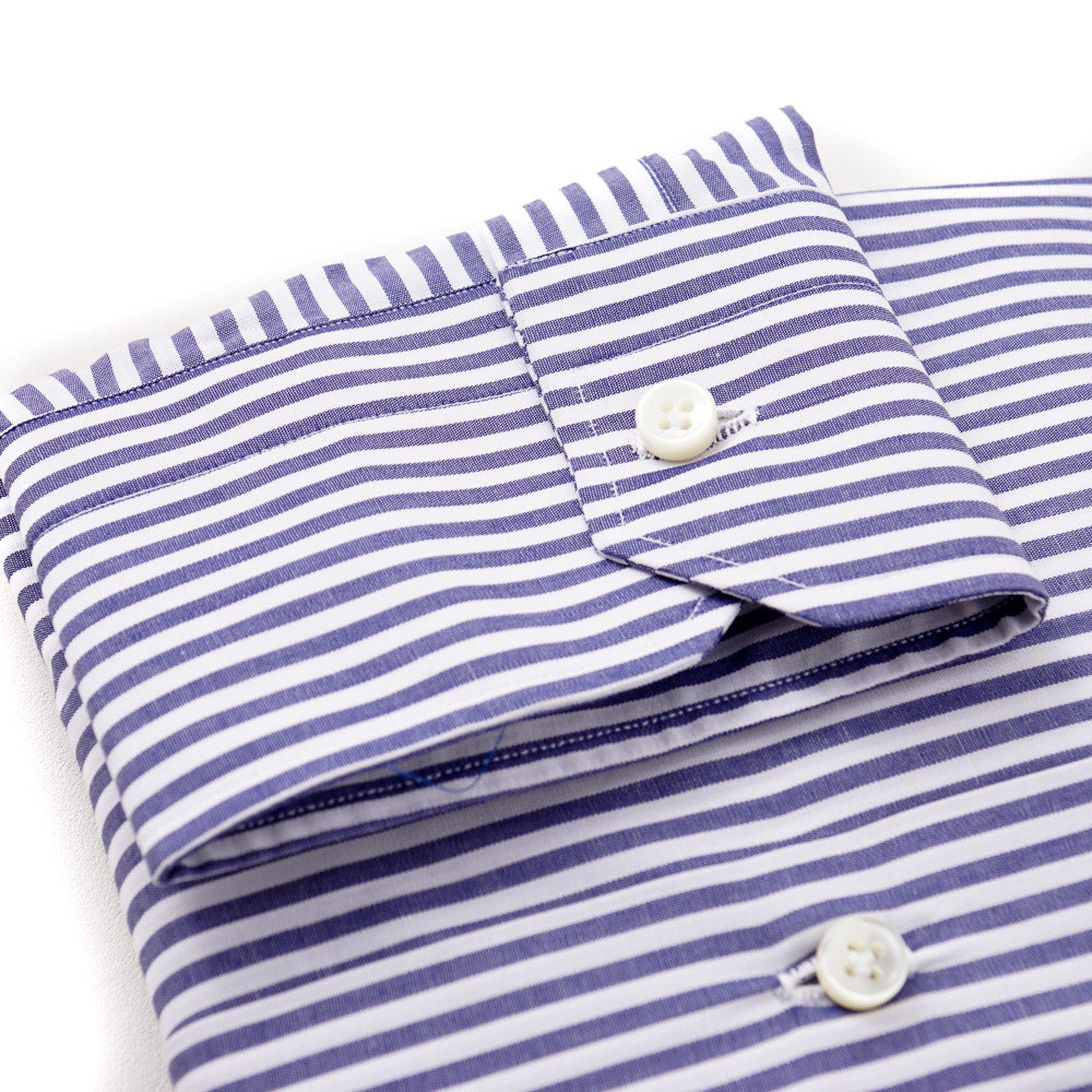 Sartorio Cotton Shirt in Navy Blue Bengal Stripe - Top Shelf Apparel