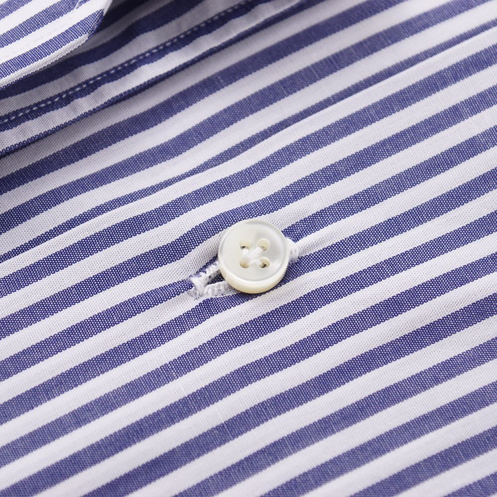 Sartorio Cotton Shirt in Navy Blue Bengal Stripe - Top Shelf Apparel