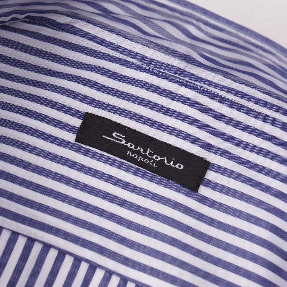 Sartorio Cotton Shirt in Navy Blue Bengal Stripe - Top Shelf Apparel