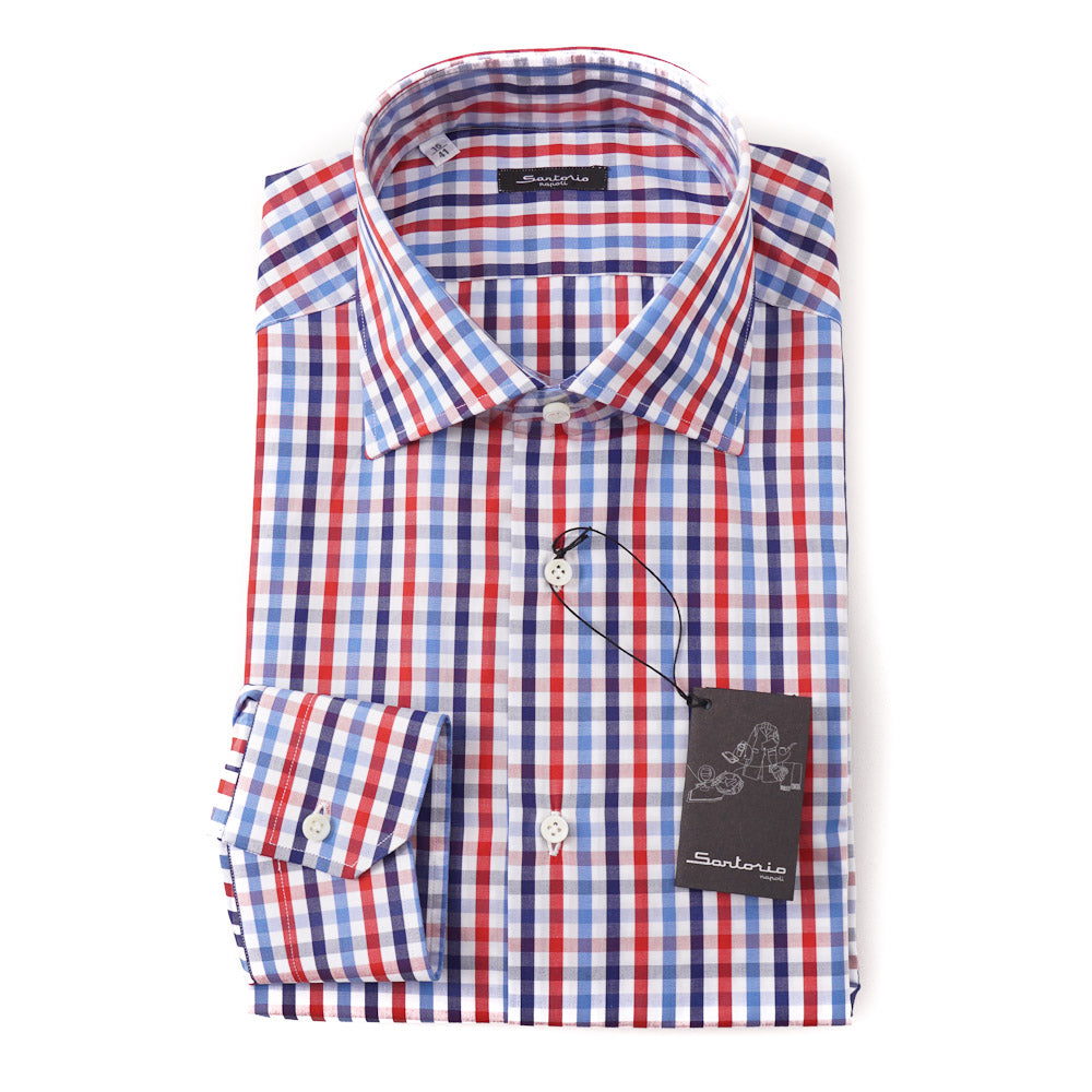 Sartorio Cotton Shirt in Blue and Red Check - Top Shelf Apparel