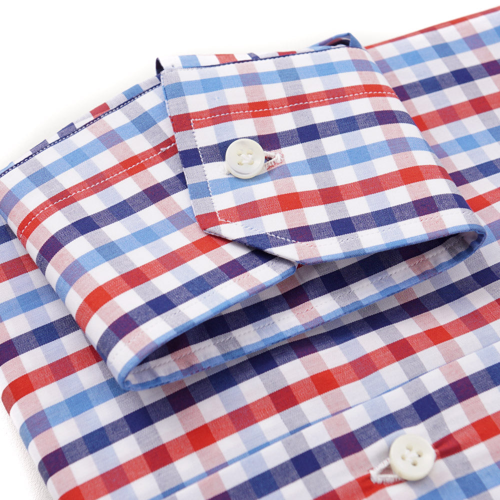Sartorio Cotton Shirt in Blue and Red Check - Top Shelf Apparel