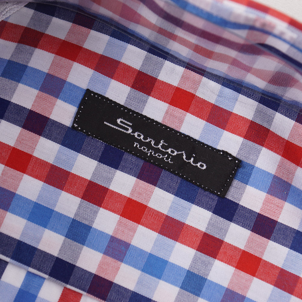 Sartorio Cotton Shirt in Blue and Red Check - Top Shelf Apparel