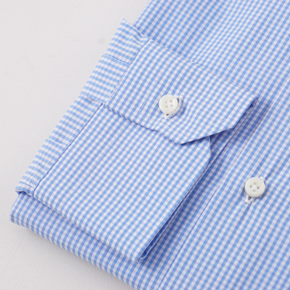 Sartorio Cotton Shirt in Sky Blue Gingham Check - Top Shelf Apparel