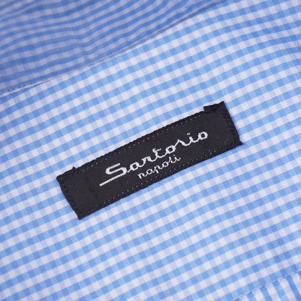 Sartorio Cotton Shirt in Sky Blue Gingham Check - Top Shelf Apparel