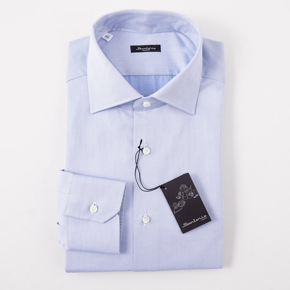 Sartorio Cotton Shirt in Solid Sky Blue Twill - Top Shelf Apparel