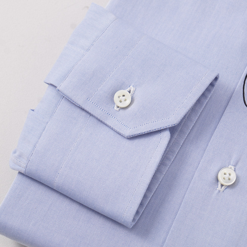 Sartorio Cotton Shirt in Solid Sky Blue Twill - Top Shelf Apparel