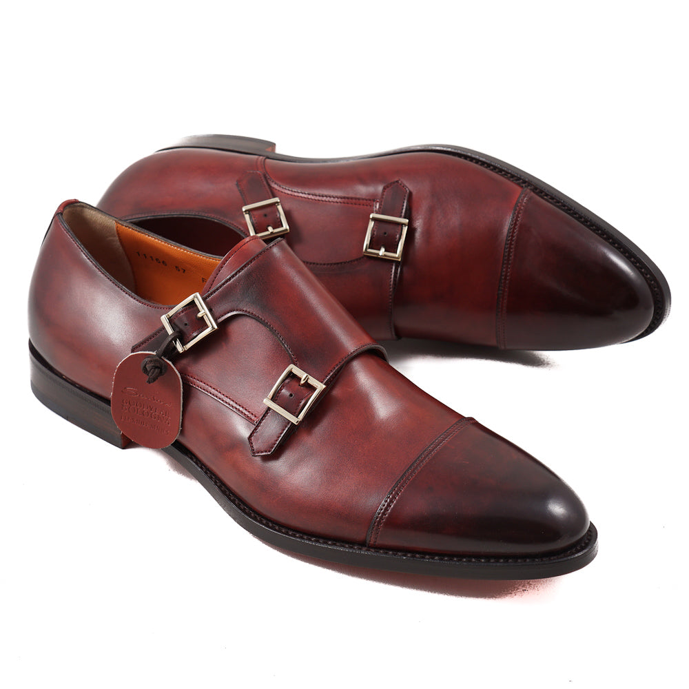 Santoni Red Double-Buckle Monk Strap - Top Shelf Apparel