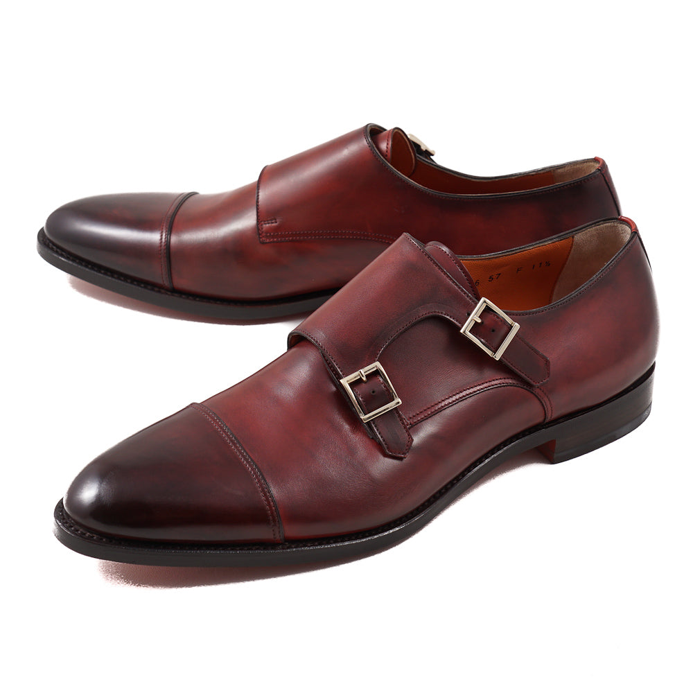 Santoni Red Double-Buckle Monk Strap - Top Shelf Apparel